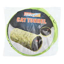 Cat Printed Green Lovely Crinkly Kitten Tunnel Toy With Ball