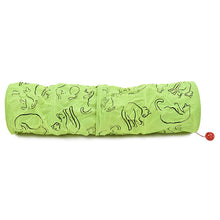 Cat Printed Green Lovely Crinkly Kitten Tunnel Toy With Ball