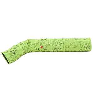 Cat Printed Green Lovely Crinkly Kitten Tunnel Toy With Ball