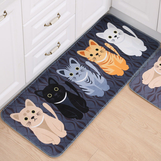 Welcome Cat Printed Living Room/Bathroom/Kitchen Floor Mats for  Anti-Slip Tapete