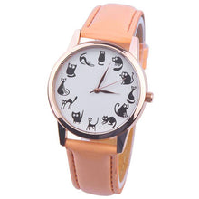 Women Lovely Cat Leather Sport Quartz Wrist Watches