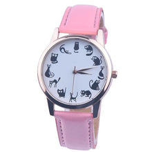 Women Lovely Cat Leather Sport Quartz Wrist Watches