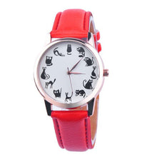 Women Lovely Cat Leather Sport Quartz Wrist Watches