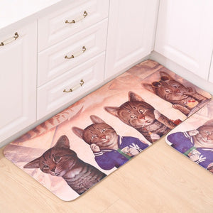 Welcome Floor Mats Cat Printed Living Room/Bathroom/ Kitchen Carpets