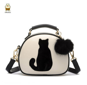 New Women Cute Cat  Shoulder Bags With Fur Ball