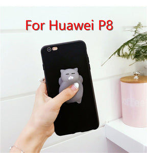 Cute Silicone Squishy Cat Phone Cases For Huawei P8 P9 Lite Case Coque Soft Phone Cases For Huawei P10 P10 Lite Cover